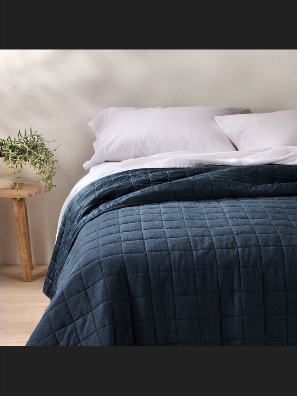 NWT, Casaluna, King, Heavyweight Linen Blend Quilt, Dark Mineral Blue